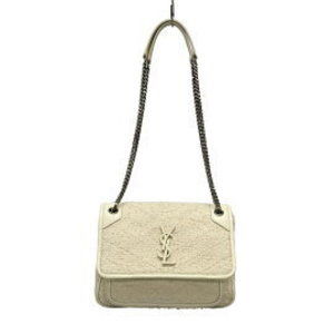 SAINT LAURENT PARIS Niki Chain Shoulder Bag Ivory White Leather